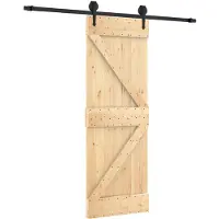 vidaXL Schuifdeur Naturel en Zwart 70 x 210 cm Massief Pine Hout