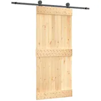 vidaXL Schuifdeur 90 x 210 cm Massief Pine Hout (Onbehandeld)