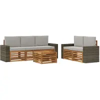 vidaXL Buiten bank set 6 st Naturel en lichtgrijs Massief Acacia Hout