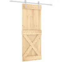 vidaXL Schuifdeur 80 x 210 cm Massief Pine Hout (Onbehandeld)