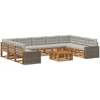 vidaXL Buiten bank set 10 st Naturel en lichtgrijs Massief Acacia Hout