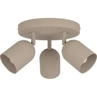 Eglo Plafondspot Tilston, beige, Ø 25 cm, 3-lamps, staal dimbaar, crème / amber, Woon-/ Eetkamer, metaal, downlight