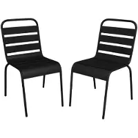 Vente-unique Set van 2 stapelbare metalen tuinstoelen - Zwart - MIRMANDE van MYLIA