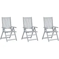 vidaXL Tuinstoelen 3 st verstelbaar met kussens massief acaciahout