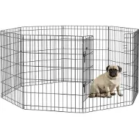 PawHut Welpenauslauf 76 cm Hoch, 8-TLG Welpenlaufstall mit Schloss, DIY Freilaufgehege Hundelaufstall für mittelgroße Hunde, Meerschweinchen, Kaninchen, Metall, Schwarz