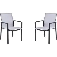 Vente-unique Set van 2 stapelbare tuinfauteuils in aluminium en textileen - Lichtgrijs en zwart - VALERA van MYLIA