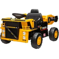AIYAPLAY Elektrische Rij-Op Constructie Auto Kunststof, Metaal 97L x 63B x 53H cm Geel