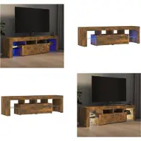 vidaXL Tv-meubel LED-verlichting 140x36,5x40 cm gerookt eikenkleurig - Tv-kast - Tv-kasten - Tv-meubel - Hifi-meubel