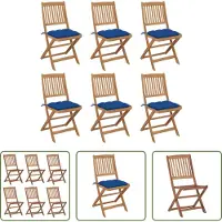 The Living Store Hout Meubel - Tuinstoel - Tuinstoelen 6 st inklapbaar met kussens massief acaciahout - Buitensteun - Lounge Stoel - Tuinset