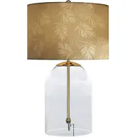 Invicta Tafellamp CLASSICO 50 cm lampenkap wit goudkleurig glas transparant goud - 46012
