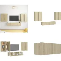 vidaXL 6-delige Tv-meubelset spaanplaat sonoma eikenkleurig - Tv-kastenset - Tv-kastensets - Tv-kasten - Tv-meubelset