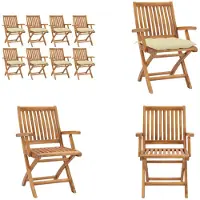 vidaXL Tuinstoelen 8 st inklapbaar met kussens massief teakhout - Tuinstoel - Tuinstoelen - Buitenstoel - Buitenstoelen