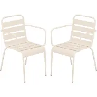 Vente-unique Set van 2 opstapelbare tuinfauteuils van metaal - Beige - MIRMANDE van MYLIA