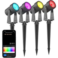 LEDVION - Smart Prikspot Set Buiten 7M - 4 RGBIC LED Spots - 2700K-6500K - RGB - App-Bestuurbaar - Tuinverlichting