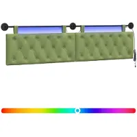 vidaXL Hangend hoofdbord Met LED-verlichting Lichtgroen Fluweel