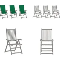 vidaXL Tuinstoelen 3 st verstelbaar met kussens massief acaciahout - Tuinstoel - Tuinstoelen - Stoel - Stoelen