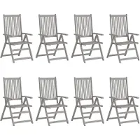 vidaXL Tuinstoelen 8 st verstelbaar met kussens acaciahout grijs