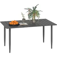 Outsunny Eettafel voor in de tuin Staal, Metaal 150L x 90B x 73H cm Zwart