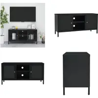 vidaXL Tv-meubel 105x35x52 cm staal en glas zwart - Tv-kast - Tv-kasten - Televisiekast - Televisiekasten
