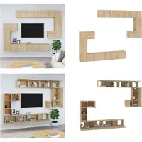vidaXL Tv-wandmeubel bewerkt hout sonoma eikenkleurig - Tv-wandmeubel - Tv-wandmeubelen - Tv-meubel - Televisiemeubel