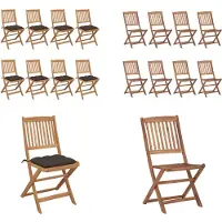 vidaXL Tuinstoelen 8 st inklapbaar met kussens massief acaciahout - Tuinstoel - Tuinstoelen - Tuin Stoel - Tuin Stoelen