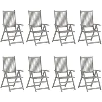 vidaXL Tuinstoelen 8 st verstelbaar met kussens acaciahout grijs
