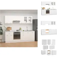 vidaXL Keukenkast - Keukenkasten - Kast - Kasten - 8-delige Keukenkastenset bewerkt hout wit