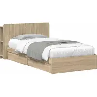 vidaXL Bedombouw met opslag Sonoma Eiken 75 x 190 cm Bewerkt hout