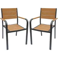 Vente-unique Set van 2 stapelbare tuinstoelen van aluminium - Licht natuurlijk en antraciet - NYROS van MYLIA
