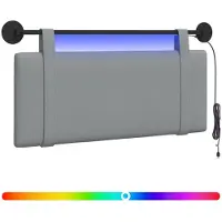 vidaXL Hangend hoofdbord Met LED-verlichting Lichtgrijs Stof