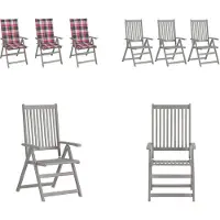 vidaXL Tuinstoelen 3 st verstelbaar met kussens massief acaciahout - Tuinstoel - Tuinstoelen - Stoel - Stoelen