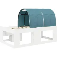 vidaXL Bedframe met Tunnel 3 st Wit en Lichtblauw Bewerkt hout