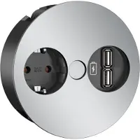 Bachmann TWIST 1x geaard stopcontact, USB oplader, GST18 stekker, chroom, 0,2 m