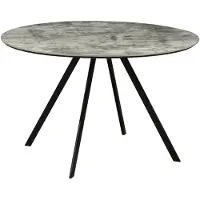 Riess Eettafel ATELIER 120 cm rond, grijze steenlook met zwarte metalen poten - 46570