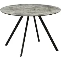 Riess Eettafel ATELIER 100 cm rond, grijze steenlook met zwarte metalen poten - 46569
