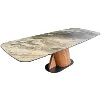 Riess Eettafel ELEMENTS 180-260 cm, uitschuifbaar, met walnoothouten frame en keramisch blad in taupebeige marmerlook. - 46476