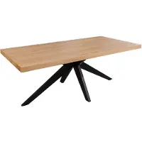 Riess Eettafel ZEUS 200 cm, natuurlijke eikenhoutlook met zwart metalen frame - 46574