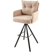 Riess Barkruk BIG GEORGE met armleuningen, plat geweven fluweel, champagnebeige, draaibaar. - 44718