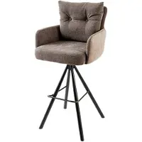 Riess Barkruk BIG GEORGE met armleuningen, plat geweven fluweel, taupekleurig, draaibaar. - 44719