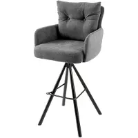 Riess Barkruk BIG GEORGE met armleuningen, plat geweven fluweel, antraciet, draaibaar. - 44717