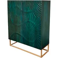 Riess Highboard SCORPION 120 cm 3D mangohout turquoise metalen frame goud - 48407