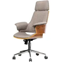 Riess Bureaustoel MANHATTAN 44-54 cm, draaibaar, met structuurstof, grijs en walnoothout - 46664