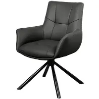 Riess Draaistoel SIGNATURE 360° met armleuningen, verende kern, zwart leer, draaibaar - 47469