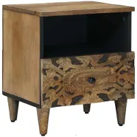vidaXL Bedkast met lade Bruin 40 x 33 x 46 cm Massief Mango Hout