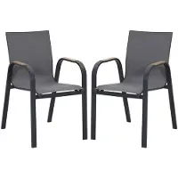 Vente-unique Set van 2 stapelbare tuinstoelen van aluminium en textileen - Antraciet - ZEYVA van MYLIA