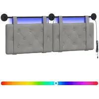 vidaXL Hangend hoofdbord Met LED-verlichting Lichtgrijs Fluweel