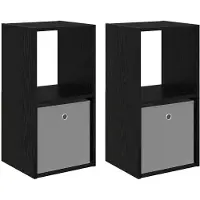 vidaXL Nachtkastje 2 st Zwart Eiken 35 x 32 x 68,5 cm Bewerkt hout