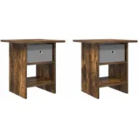 vidaXL Nachtkastje 2 st Rook Eiken 41 x 40 x 45 cm Bewerkt hout
