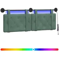 vidaXL Hangend hoofdbord Met LED-verlichting Zeegroen Fluweel