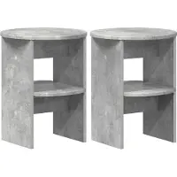 vidaXL Bijzetkast 2 st Beton Grijs Ø40 x 50 cm Geconstrueerd hout